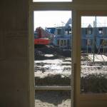 Close-up van het kozijn in de achtergevel