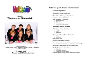 Fluit-ensemble Multisono - Theater en Filmmuziek - Programma