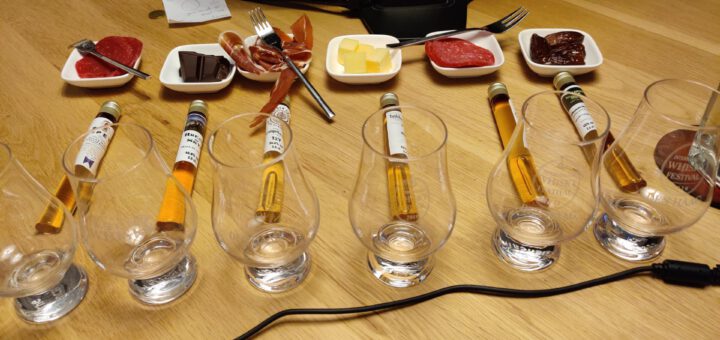 6 Ambassasors Tasting : Glazen, Whisky Tubes en Hapjes