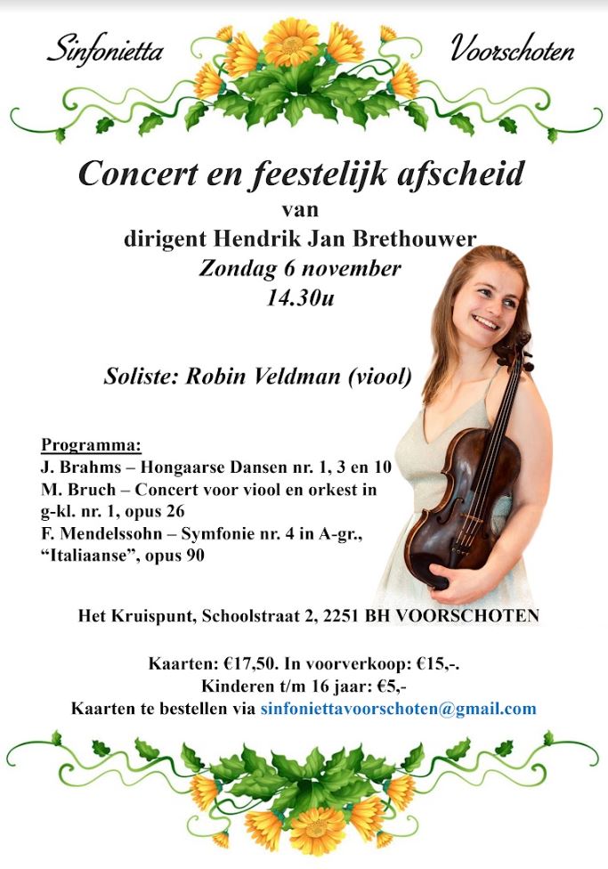Concert : Sinfonietta Voorschoten - Concert en feestelijk afscheid