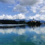Uitzicht over meer Bled
