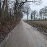 Een weg op de grens tussen België en Nederland