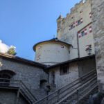 Een torentje en een trap van Burg Hohenwerfen